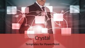  Presentation with flowchart - Theme having businessman selecting futuristic flowchart interface background and a red colored foreground