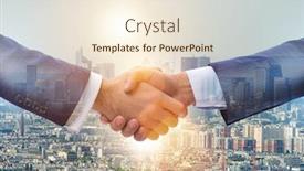  Presentation with shaking hands - Slide set having businessman-shaking-hands-in-agreement background and a cream colored foreground