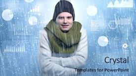  Presentation with young hackers in the concept - Slide set having young businessman shivering with graphs background and a light blue colored foreground