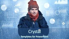  Presentation with young hackers in the concept - Slide deck enhanced with thunder snow - young businessman shivering with graphs background and a ocean colored foreground