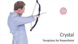  Presentation with shooting - Colorful slide set enhanced with businessman shooting target with arrow backdrop and a white colored foreground