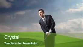  Presentation with shots - Beautiful slides featuring businessman shots a golf ball in a grass field backdrop and a tawny brown colored foreground
