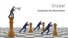  Presentation with chess - Presentation enhanced with businessman-shouting-in-the-game and a white colored foreground