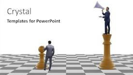  Presentation with chess - PPT theme having businessman-shouting-in-the-game and a white colored foreground