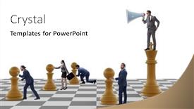  Presentation with chess - PPT theme featuring businessman-shouting-in-the-game background and a white colored foreground