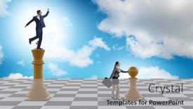  Presentation with chess - Theme consisting of businessman-shouting-in-the-game and a light gray colored foreground