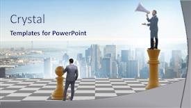  Presentation with chess - Slide set featuring businessman-shouting-in-the-game and a sky blue colored foreground