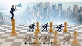  Presentation with chess - Presentation theme featuring businessman-shouting-in-the-game background and a coral colored foreground