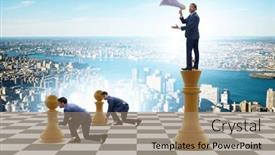  Presentation with chess - Presentation enhanced with businessman-shouting-in-the-game background and a coral colored foreground