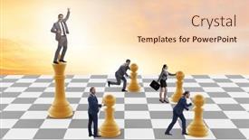  Presentation with chess - PPT theme enhanced with businessman-shouting-in-the-game and a lemonade colored foreground