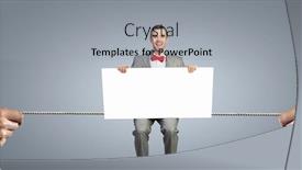  Presentation with show - Slide deck with businessman-show-white-banner-mixed background and a light gray colored foreground