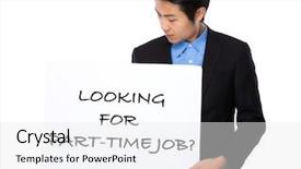  Presentation with part time job - Presentation theme consisting of businessman showing a board showing with looking for part-time job phrases background and a white colored foreground
