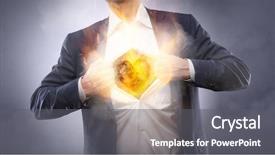  Presentation with mind - Beautiful presentation featuring businessman showing a burning heart backdrop and a gray colored foreground