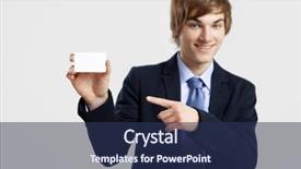  Presentation with business card - Audience pleasing presentation design consisting of businessman showing a business card backdrop and a navy blue colored foreground