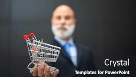  Presentation with ecommerce - Slide deck with businessman-showing-a-shopping-cart background and a wine colored foreground