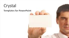  Presentation with blank - Colorful PPT theme enhanced with businessman showing blank visiting card backdrop and a white colored foreground