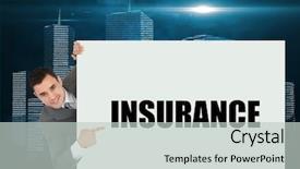  Presentation with saying - PPT theme enhanced with businessman showing card saying insurance background and a light gray colored foreground