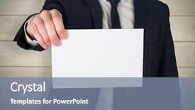  Presentation with bleached - PPT layouts with businessman showing card to camera background and a  colored foreground