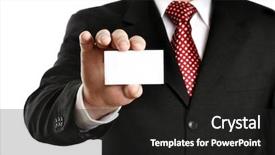  Presentation with business card - Amazing PPT theme having businessman showing his business card backdrop and a dark gray colored foreground