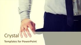  Presentation with college orientation empty classic book - Presentation theme consisting of businessman showing his empty pocket background and a cream colored foreground