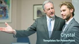  Presentation with office - Slides enhanced with businessman showing his office background and a  colored foreground