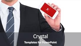  Presentation with payment - PPT layouts enhanced with businessman showing his smartphone screen against payment successful screen background and a dark gray colored foreground
