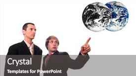  Presentation with earth - Presentation theme having businessman showing results of polution background and a dark gray colored foreground