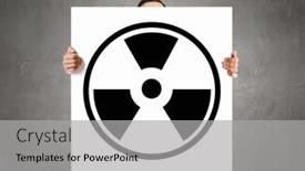  Presentation with radioactive - Colorful presentation theme enhanced with businessman-showing-white-banner backdrop and a light gray colored foreground