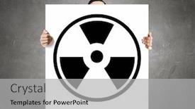  Presentation with radioactive - Colorful PPT layouts enhanced with businessman-showing-white-banner backdrop and a light gray colored foreground