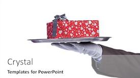  Presentation with solution - Beautiful PPT theme featuring businessman showing you a shopping solution backdrop and a white colored foreground