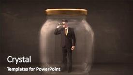  Presentation with glass - Colorful slide deck enhanced with businessman-shut-into-a-glass backdrop and a tawny brown colored foreground