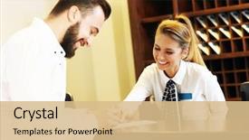  Presentation with hotel - Audience pleasing slide deck consisting of businessman signing bill in hotel backdrop and a coral colored foreground