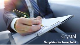  Presentation with contract - Slides with businessman signs a contract holding background and a ocean colored foreground