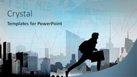  Presentation with shares - Beautiful presentation theme featuring businessman silhouette against stocks and shares backdrop and a light blue colored foreground