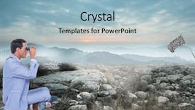  Presentation with digital anthropology - PPT theme enhanced with businessman sit in the floor background and a  colored foreground