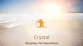  Presentation with desk - Colorful presentation design enhanced with businessman-sitting-at-an-office backdrop and a lemonade colored foreground