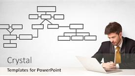  Presentation with organizational chart - Amazing presentation having businessman-sitting-at-desk backdrop and a sky blue colored foreground