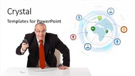  Presentation with desk - Audience pleasing theme consisting of board directors hand writing - businessman sitting at desk backdrop and a white colored foreground