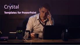  Presentation with older adult - PPT theme with businessman-sitting-at-desk background and a wine colored foreground