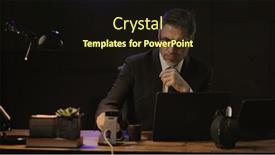  Presentation with older adult - Presentation theme consisting of businessman-sitting-at-desk background and a wine colored foreground