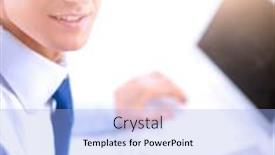  Presentation with lobby - Presentation design consisting of businessman-sitting-at-table background and a light blue colored foreground