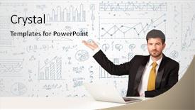  Presentation with diagram - Colorful PPT layouts enhanced with businessman sitting at white table with hand drawn diagram background backdrop and a white colored foreground