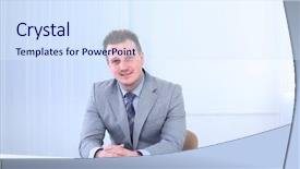  Presentation with sit stand desk - Colorful theme enhanced with businessman sitting behind a desk backdrop and a  colored foreground