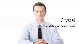  Presentation with desk - Beautiful slides featuring businessman sitting behind the desk backdrop and a  colored foreground