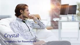  Presentation with lobby - Audience pleasing theme consisting of businessman sitting in a chair backdrop and a  colored foreground