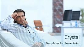  Presentation with directors chair - Beautiful slides featuring businessman sitting in a chair backdrop and a  colored foreground