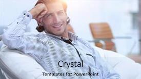  Presentation with lobby - Slides with businessman sitting in a chair background and a  colored foreground