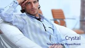  Presentation with lobby - Slide deck with businessman sitting in a chair background and a  colored foreground