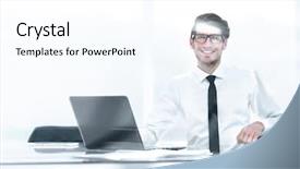  Presentation with smiling paramedic sitting in ambulance - Audience pleasing PPT theme consisting of businessman sitting in a spacious backdrop and a white colored foreground