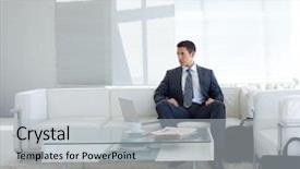  Presentation with waiting room - Amazing presentation having businessman sitting in a waiting backdrop and a light gray colored foreground